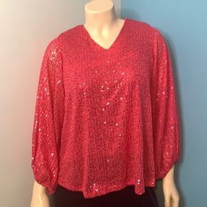 Winey Chicks lined sequin top with elastic sleeves